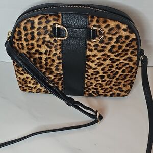 Talbots Leopard and Black Crossbody Bag